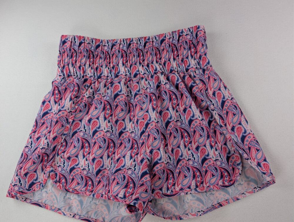 Simply Southern Collection Women’s XS Paisley Athletic Running Shorts Pink Blue